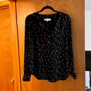 Ann Taylor LOFT Blouse. Black with white designs. Size S.